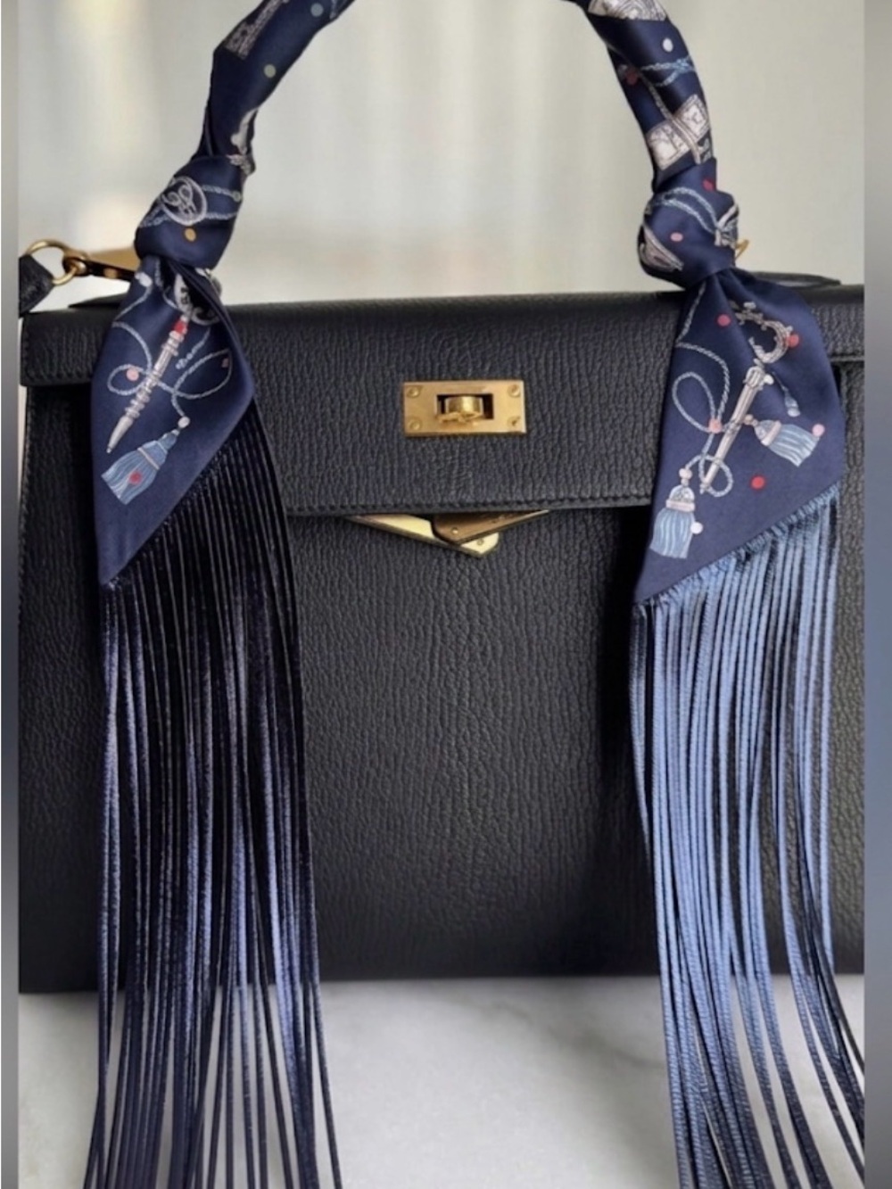 NEW AUTHENTIC HERMES Navy Twilly Fringe